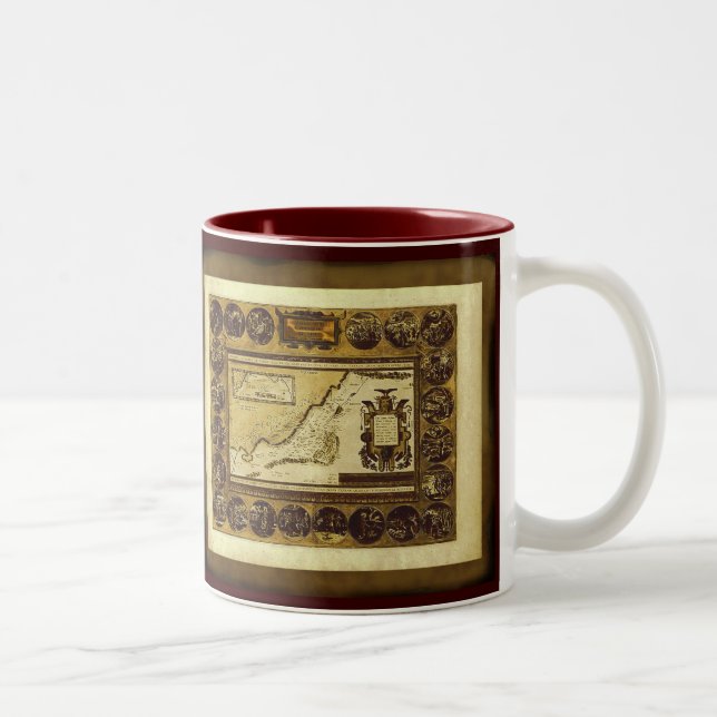 Altes World Map Designer-Geschenk Zweifarbige Tasse (Rechts)