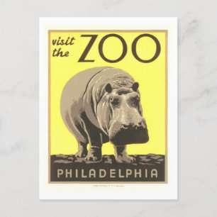 Altes WPA-Plakat: Besuch den Zoo Philadelphia Postkarte