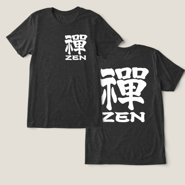 Altes Zeichen Kanji für Zen Tri-Blend Shirt (Design Vorderseite & Rückseite)