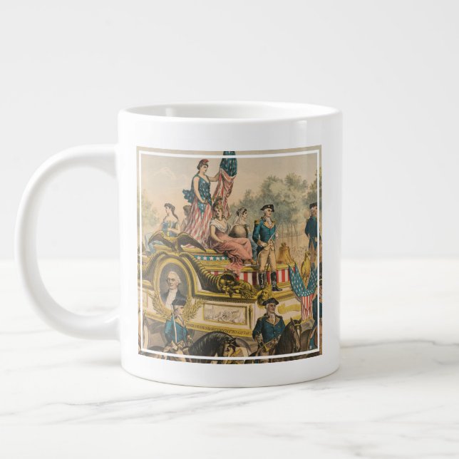 Altes Zirkusplakat mit Umzugsfloat Jumbo-Tasse (Links)
