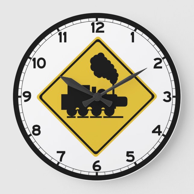Altes Zug-Überfahrt-Zeichen, Thailand Große Wanduhr (Vorderseite)