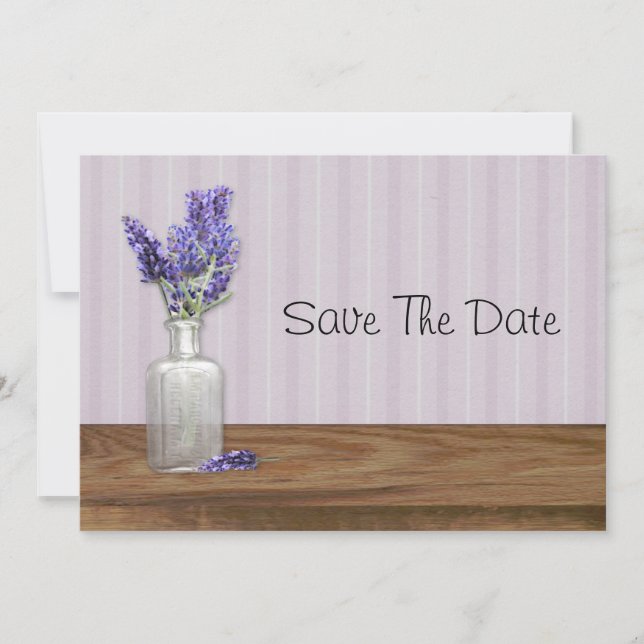 Altflasche Lavendel Save the Date (Vorderseite)