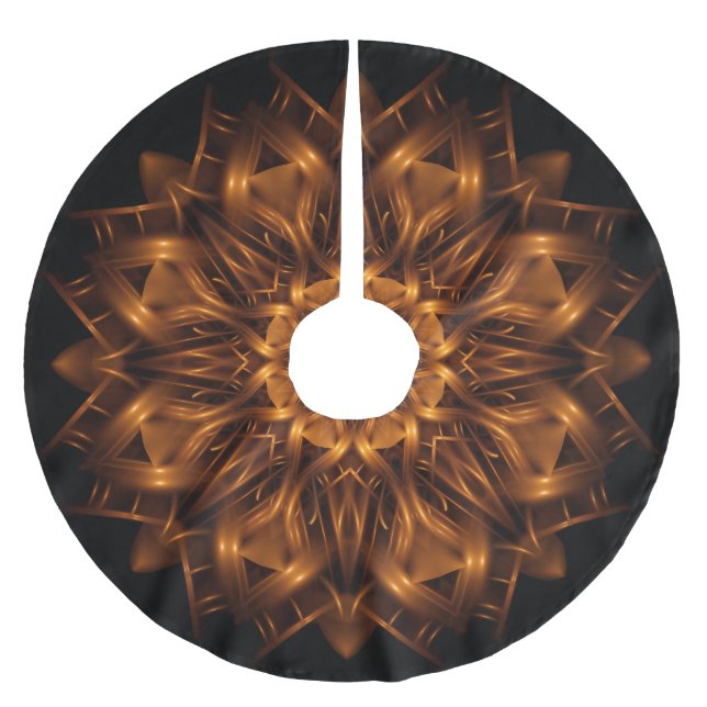 Altgold-kupferner Medaillon-Baum-Rock Polyester Weihnachtsbaumdecke (Vorderseite)