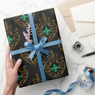 Altgold Smaragd Französisch Geschenkpapier