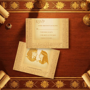 Altgoldene Hieroglyphenmotive Ägyptische Hochzeit RSVP Karte