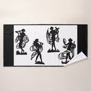 Altgriechische Silhouetten des Mussdrucks Badhandtuch Set