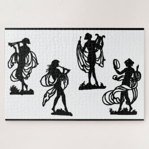Altgriechische Silhouetten des Mussdrucks Puzzle