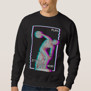 Altgriechische Statue Discus Throw Vaporwave Glitc Sweatshirt
