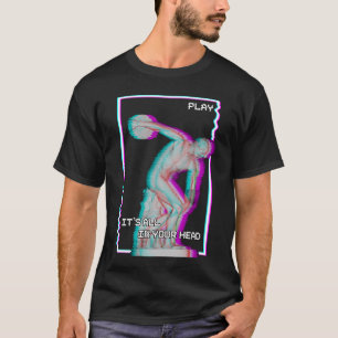 Altgriechische Statue Discus Throw Vaporwave Glitc T-Shirt