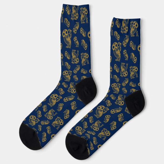 Altgriechisches athenisches Eulenmuster  Socken (Linkes Detail)