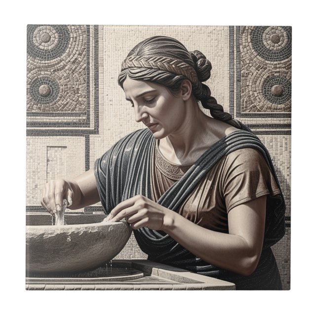 Altgriechisches Mosaik Frau Heim Fliese (Vorderseite)
