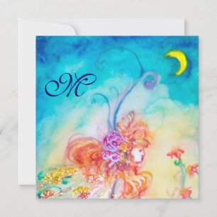 ALTHEA BLUMENFEE MONOGRAMM Rosa Blau Glitzer Einladung