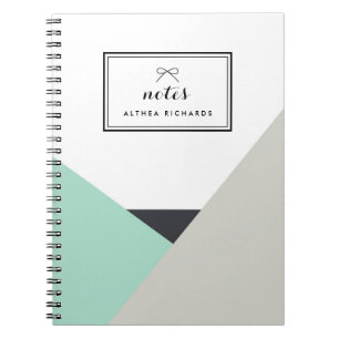 Althea Mint & Gray Personalisiertes Notebook Notizblock