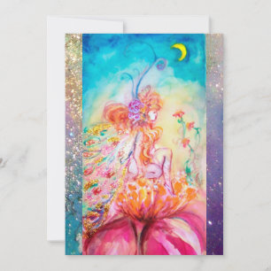 ALTHEA, monogramm pinkfarbengelb-grüne Glitzern Einladung