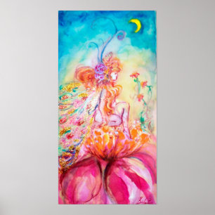 ALTHEA /Whimsical Fairy auf der rosa Blume Poster