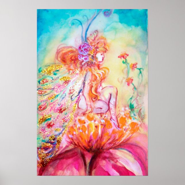 ALTHEA /Whimsical Fairy auf der rosa Blume Poster (Vorne)