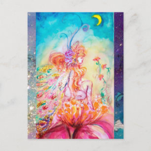 ALTHEA /Whimsical Fairy auf der rosa Blume Postkarte