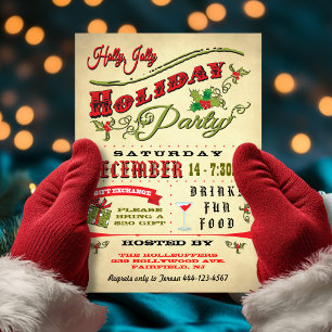 Althergebrachte Holly Jolly Holiday Party Einladung