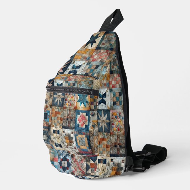 Althergebrachte Patchworkdecke Crossbody Bag (Rechte Ecke)