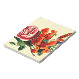 Althergebrachte Vintage-Rote-Lilien-Blumenstrauß-T Notizblock