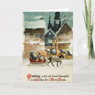 Althergebrachte Vintage-Victorian-Frohe-Weihnachte Feiertagskarte