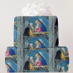 Althergebrachte Weihnachtskarte Geburt Jesu Geschenkpapier