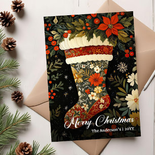Althergebrachte Weihnachtsstrumpf-Druckvorlage Feiertagskarte