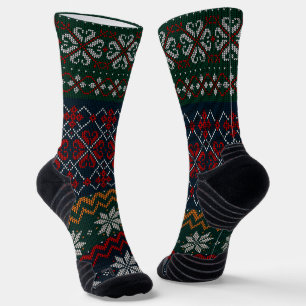 Althergebrachter Retro-Stil Oliven Grün und Rot fü Socken