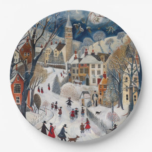 Althergebrachter Weihnachten im kleinen Ort Pappteller