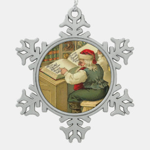 Althergebrachter Weihnachtsmann in seinem Laden Schneeflocken Zinn-Ornament