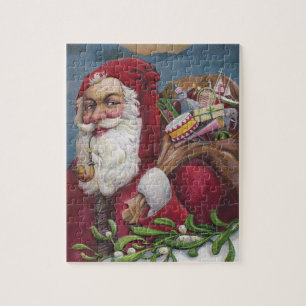 Althergebrachter Weihnachtsmann mit Pfeife Puzzle