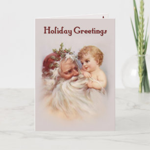 Althergebrachter Weihnachtsmann und Cherub Feiertagskarte