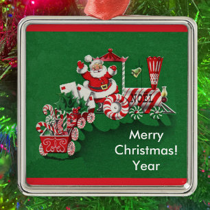 Althergebrachter Weihnachtsmann-Zuckerzug Silbernes Ornament