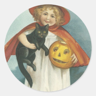 Althergebrachtes Halloween fröhliche kleine Hexe Runder Aufkleber