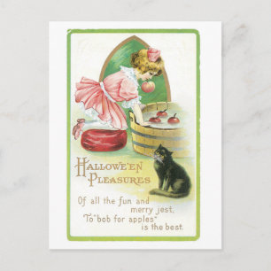 Althergebrachtes Halloween, Mädchen und schwarze K Postkarte
