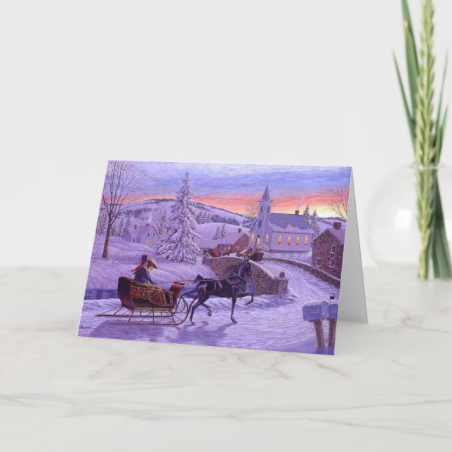 Althergebrachtes Vintage-Weihnachten Feiertagskarte (Vorderseite)