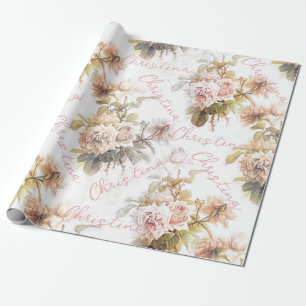 Althergebrachtes, weiches, rosafarbenes Blumenmust Geschenkpapier