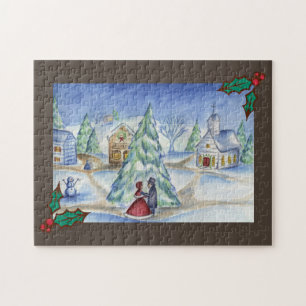 Althergebrachtes Weihnachtsdorf-Puzzle Puzzle