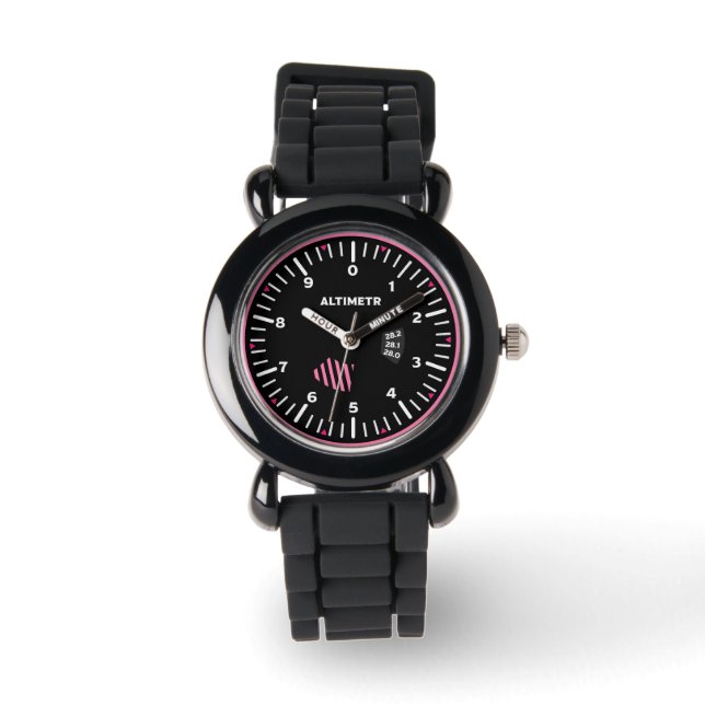 Altimeter Lady Pilot Aviation Geek Armbanduhr (Vorderseite)
