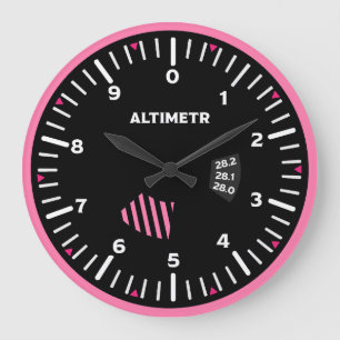 Altimeter Lady Pilot Aviation Geek Große Wanduhr