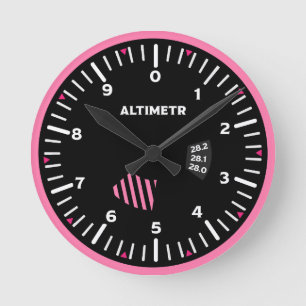 Altimeter Lady Pilot Aviation Geek Runde Wanduhr