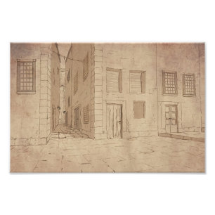 Altitalienischer Stadtprint / Bild / Wandkunst Fotodruck