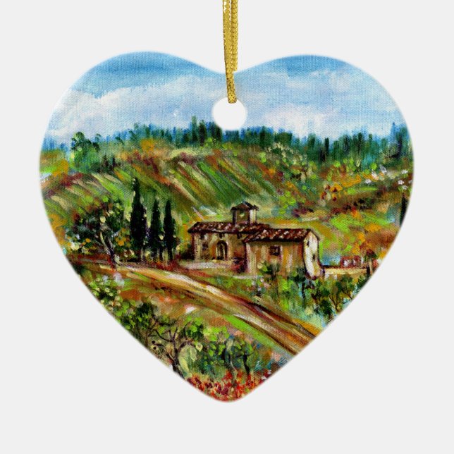 ALTLANDWIRTSCHAFT IN DER TUSKANISCHEN LANDSCHAFT KERAMIK ORNAMENT (Vorne)