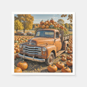 Altlastwagen mit Pumpkins gefüllt Serviette