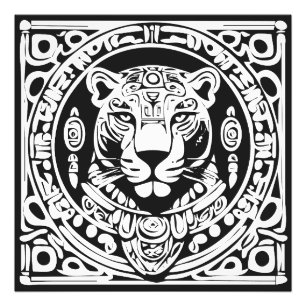 Altmajastilischer Jaguar-Krieger-Stammesmasken-Kun Fotodruck