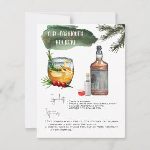 altmodisch  Ferien Cocktail Rezept Card Karte