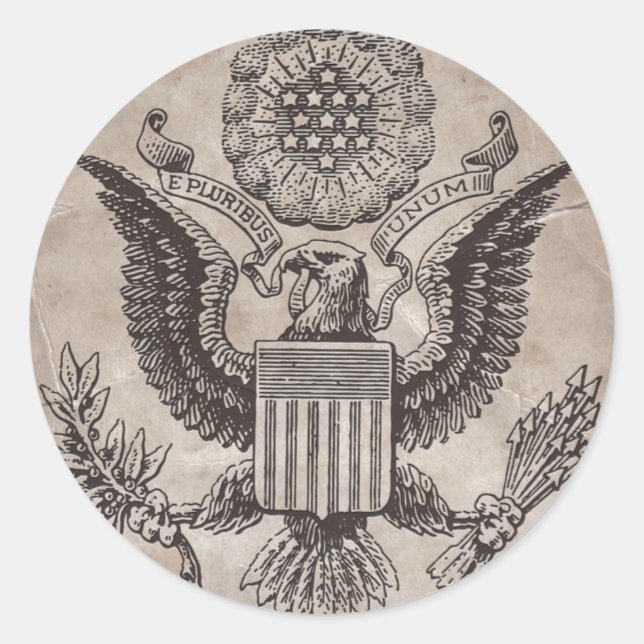 Altmodische amerikanische Wappen Runder Aufkleber (Vorderseite)