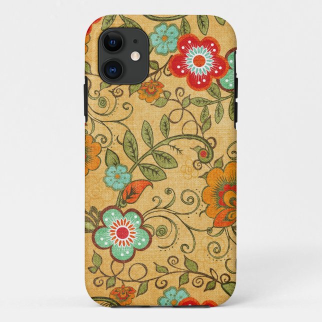 Altmodische Blume Case-Mate iPhone Hülle (Rückseite)