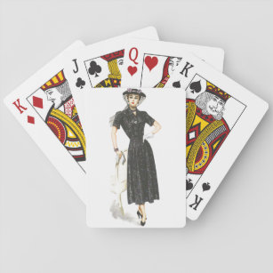 Altmodische Dame Spielkarten