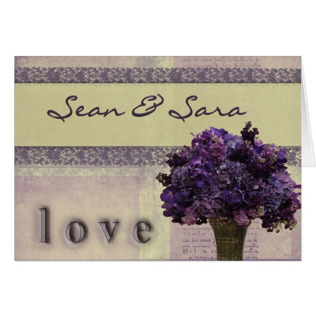 Altmodische Flieder und rosa Blumen (Vorderseite (Horizontal))